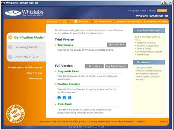 Whizlabs OCP 9i (1Z0-007) Kit Screenshot